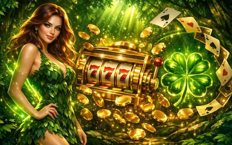 Pagina di login Verde Casino con slot 777 e carte volanti